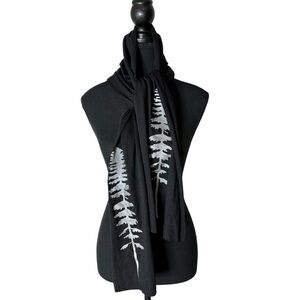 PACHENA COASTAL New Black Jersey Knit Bamboo Scarf Tree Pattern